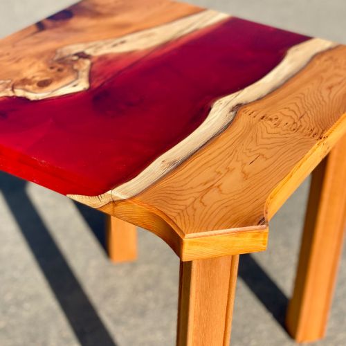 River Side Table Lava Resin & Yew