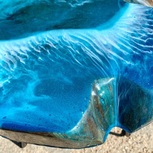 Teak & Resin Ocean Art Side Table 1