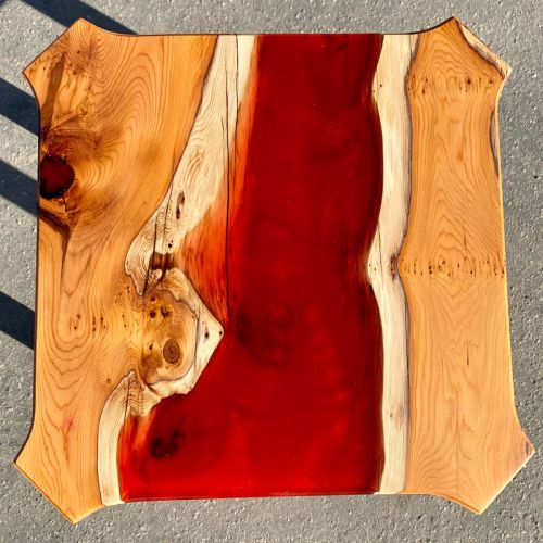 River Side Table Lava Resin & Yew