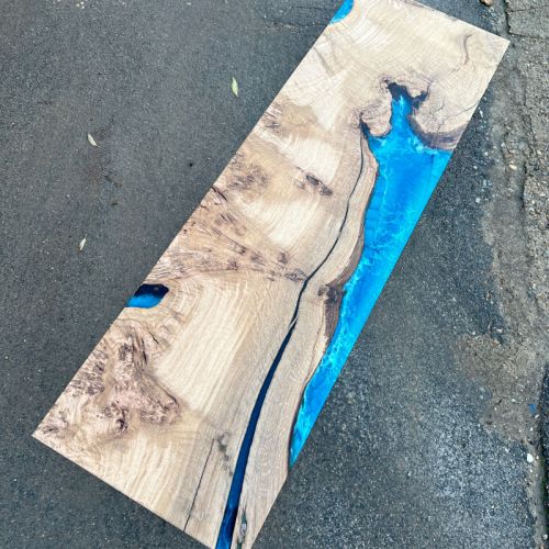 Burr Oak & Ocean Console Table