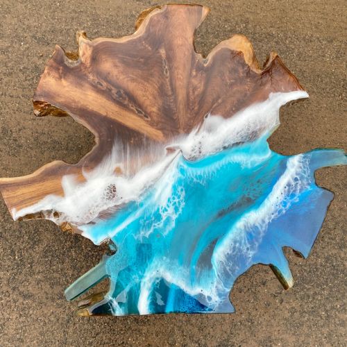 Teak & Resin Ocean Art CoffeeTable