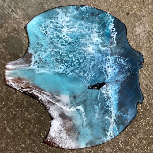 Teak & Resin Ocean Art Side Table 5