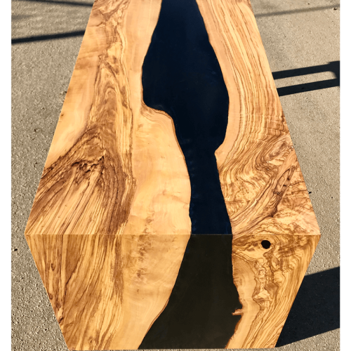 Olive Wood & Black Resin River Coffee Table