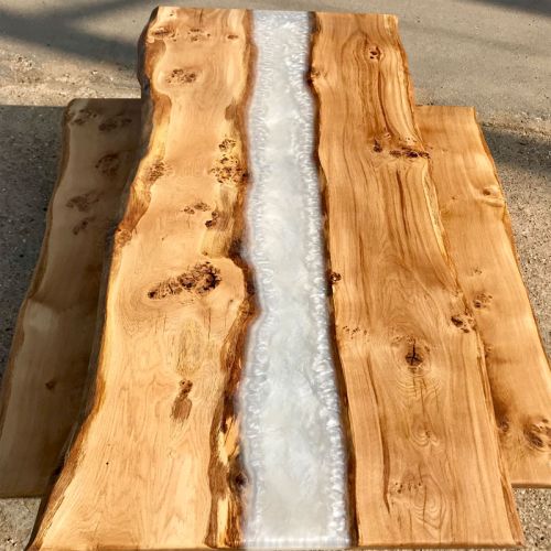 Oak River Dining Table & Bench Set Pearl