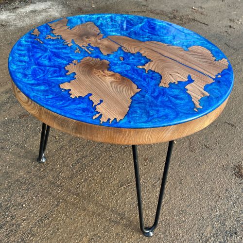 UK Map Side Table Elm