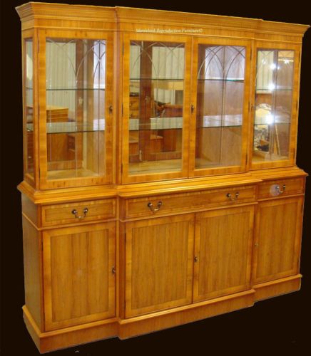 Antique Reproduction 72 Breakfront Regency Glazed Bookcase
