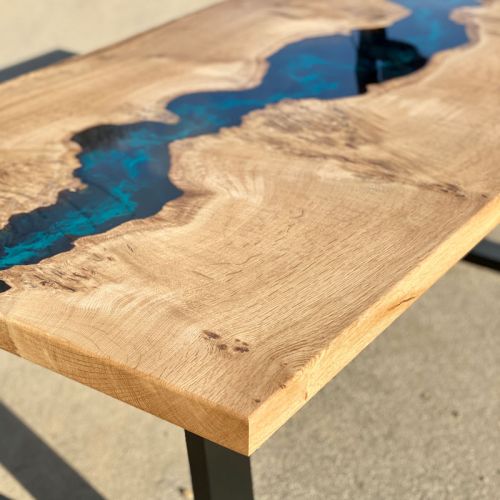 Burred Oak & Galactic Blue River Coffee Table