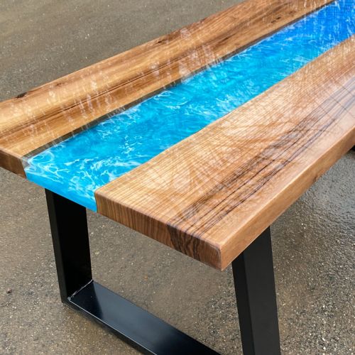 Walnut & Ocean Art River Coffee Table