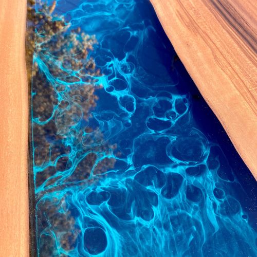 Walnut River Dining Table Galactic Blue Artwork