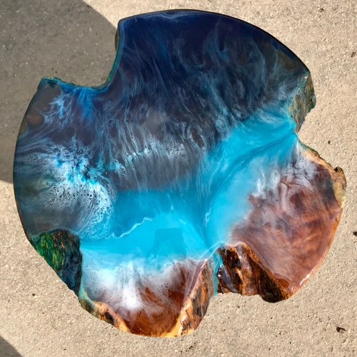 Wood & Resin Ocean Art Side Table 2