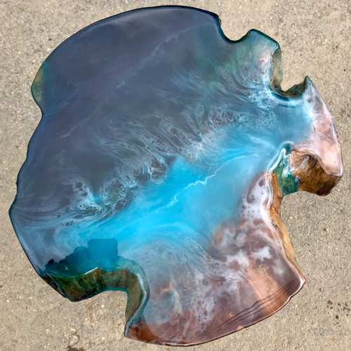 Wood & Resin Ocean Art Side Table 1