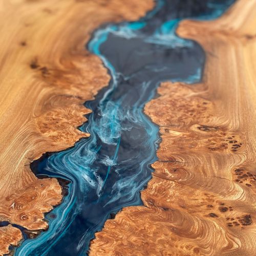 Elm & Deep Sea Twin Plank River Dining Table