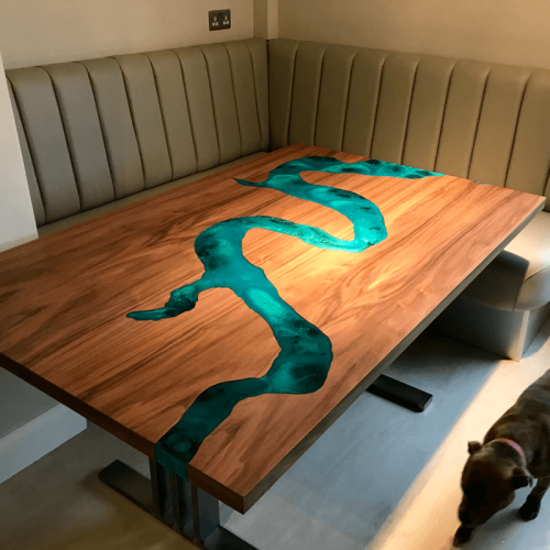 Walnut & Reef Blue River Dart  Dining Table/Wall Art (SOLD)