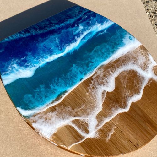 Toilet Seat with Resin Ocean Artwork