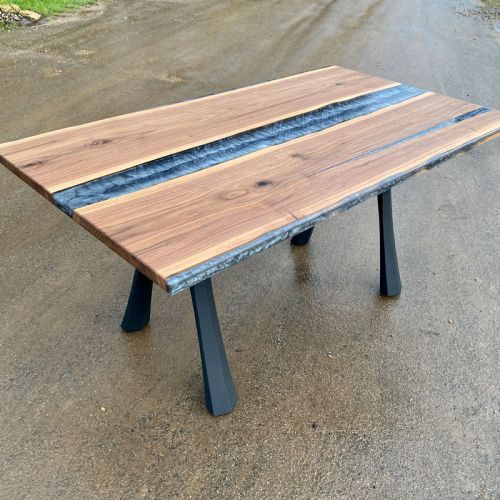 Walnut & Terminator Silver River Dining Table