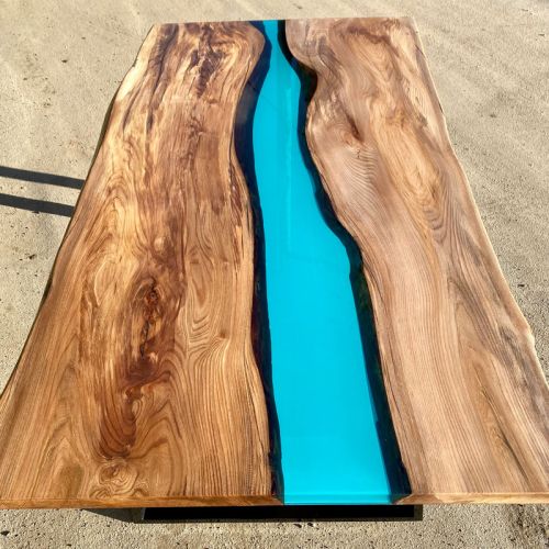 Elm & Turquoise River Dining Table