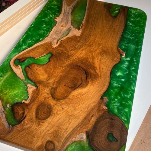 Teak & Custom Resin Coffee Table Top