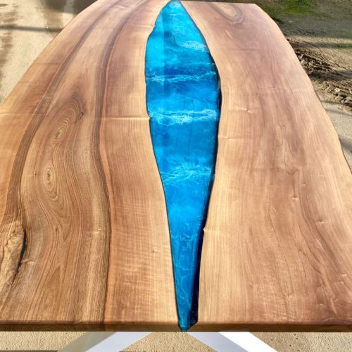 Oval Walnut Resin River Dining Table