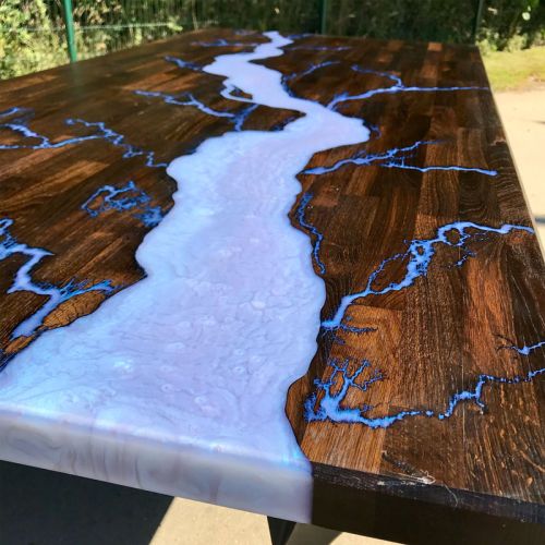 Lightning Oak & Resin Dining Table