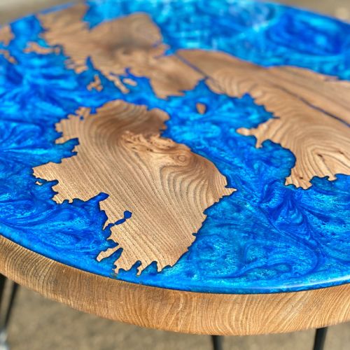 UK Map Side Table Elm