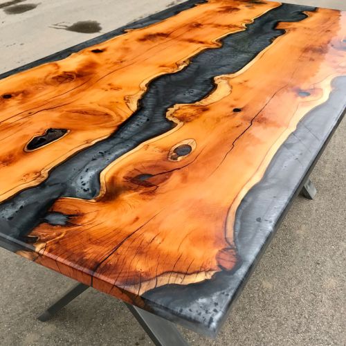 Yew Grey Resin River Dining Table