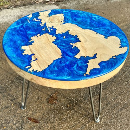UK Map Side Table Chestnut