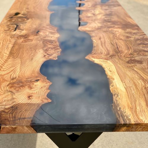 Elm River Dining Table Grey & Smoked
