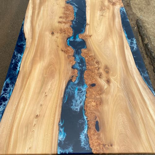 Elm & Deep Sea Twin Plank River Dining Table