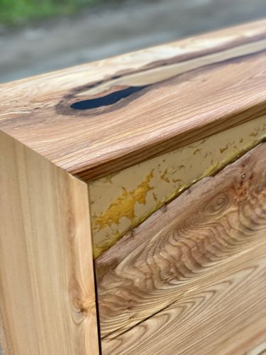 Solid Elm Sideboard with Molten Gold Doors