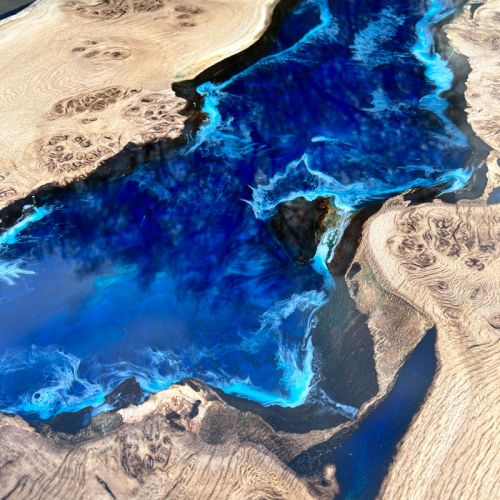 Burr Oak & Deep Sea River Dining Table