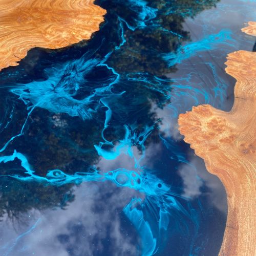 Elm & Galactic Blue Compact River Dining Table