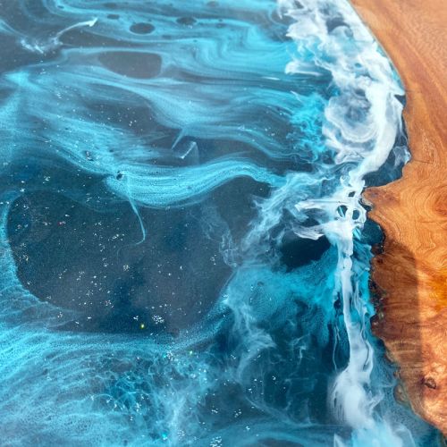 Burr Elm Deep Ocean Extending River Dining Table