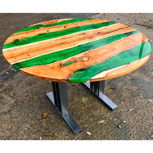 Circular Yew & Green Resin River Dining Table (SOLD)