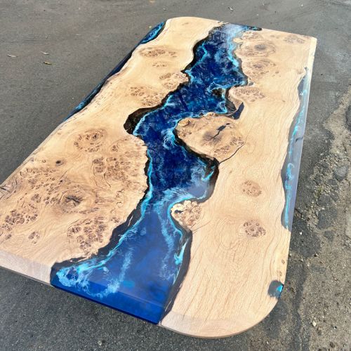 Burr Oak & Deep Sea River Dining Table