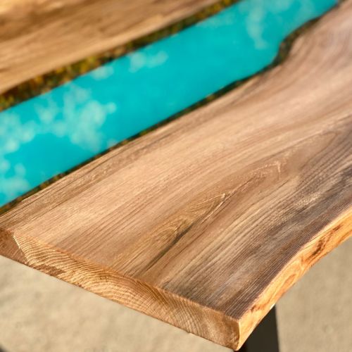 Elm & Turquoise River Dining Table