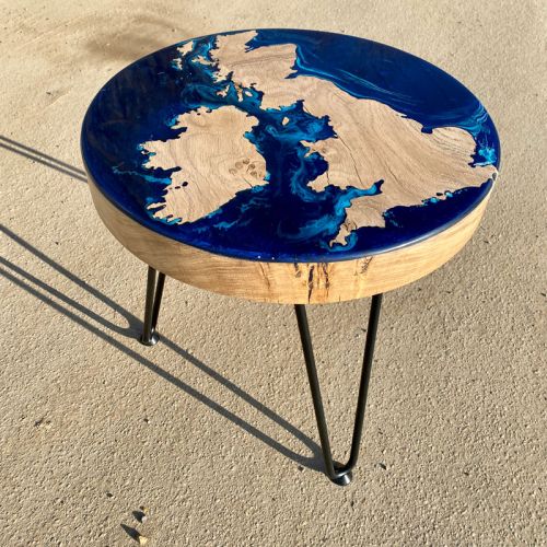 UK Map Side Table Oak 2