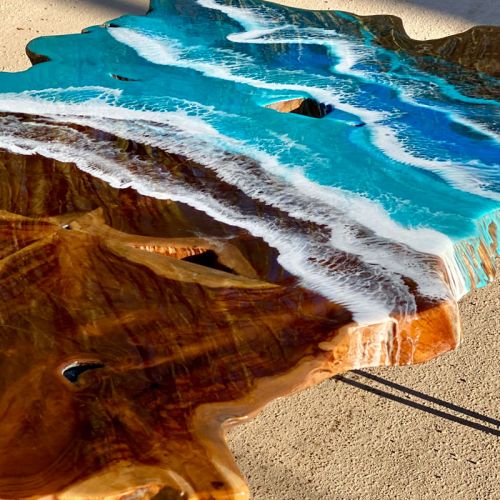 Large Resin Ocean Art Coffee Table