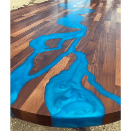 Walnut & Blue Resin River Dining Table