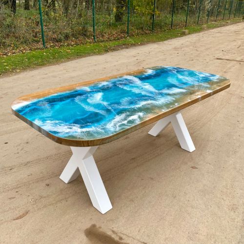 Oak Ocean Art Dining Table