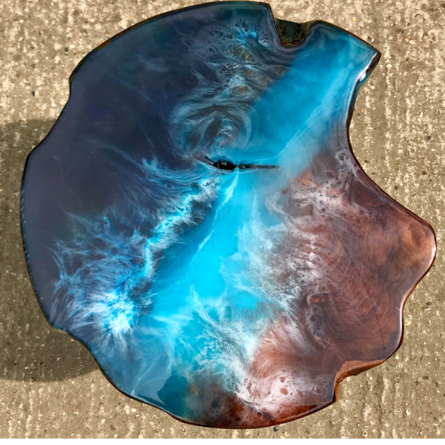 Wood & Resin Ocean Art Side Table 3