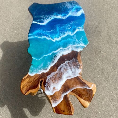 Teak & Ocean Art Coffee Table