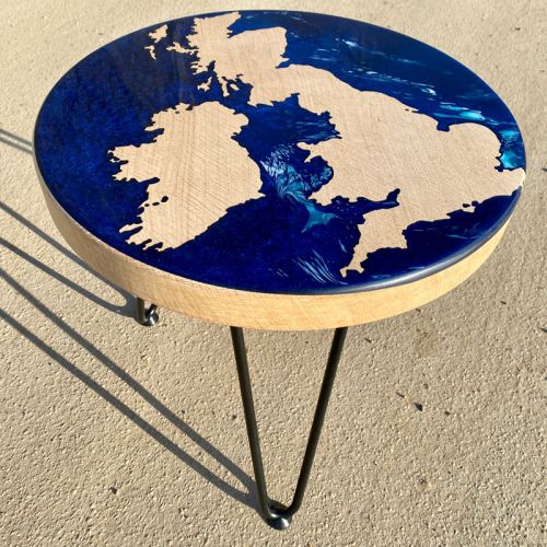 UK Map Side Table Oak 1