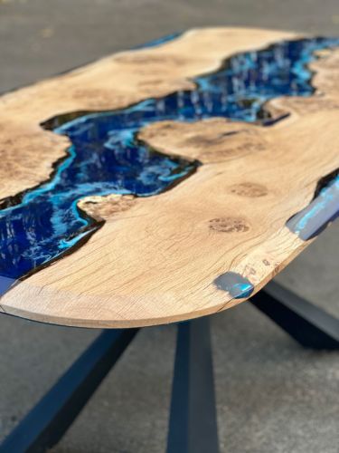 Burr Oak & Deep Sea River Dining Table