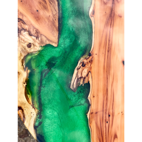 Circular Yew & Green Resin River Dining Table (SOLD)
