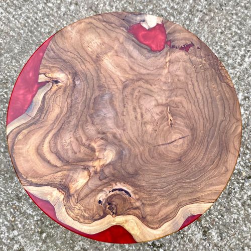 Teak Side Table with Lava Resin