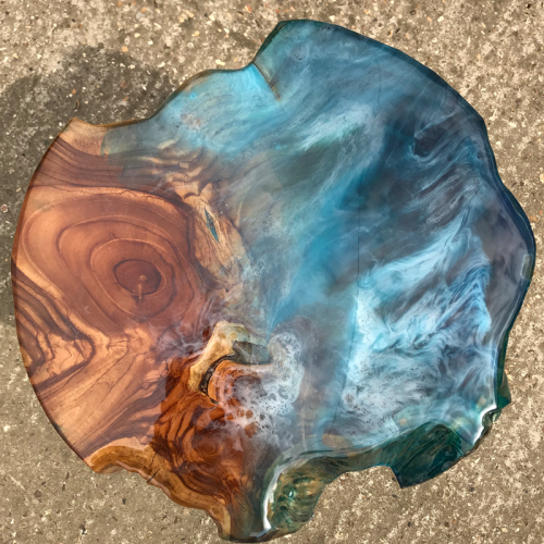 Wood & Resin Ocean Art Side Table 4