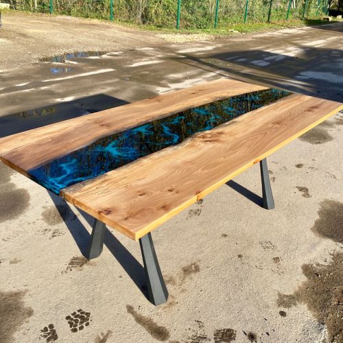 Elm & Galactic Blue River Dining Table