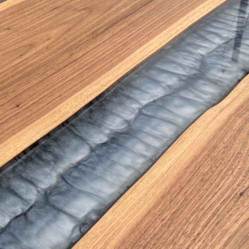 Walnut & Terminator Silver River Dining Table