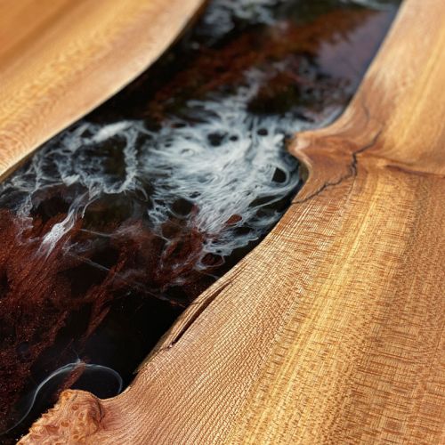 Elm & Bespoke Resin River Dining Table