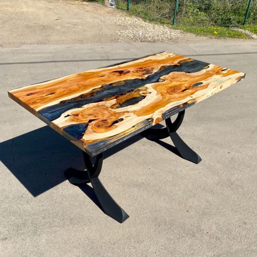 Yew & Terminator Silver Resin River Dining Table